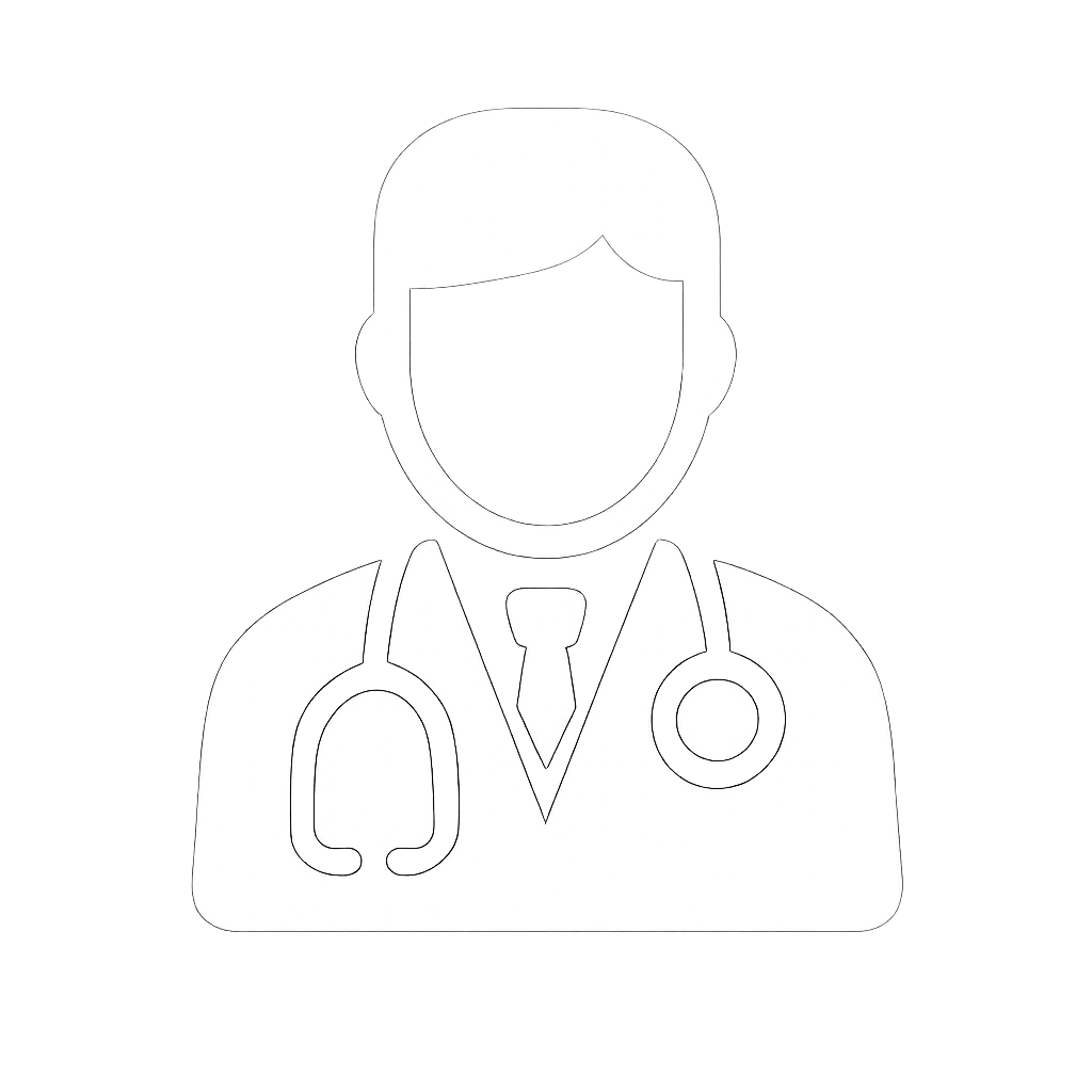 simple bold white icon of a doctor-1